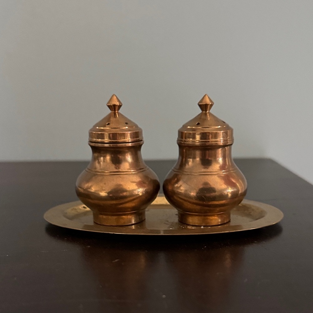 Vintage Brass Salt and Pepper Shakers